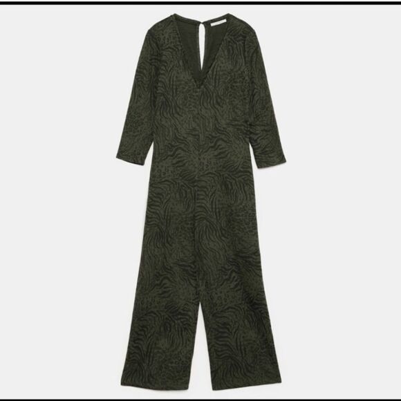 Zara V-Neck Stripe Relax Jumpsuit Small - Picture 5 of 10